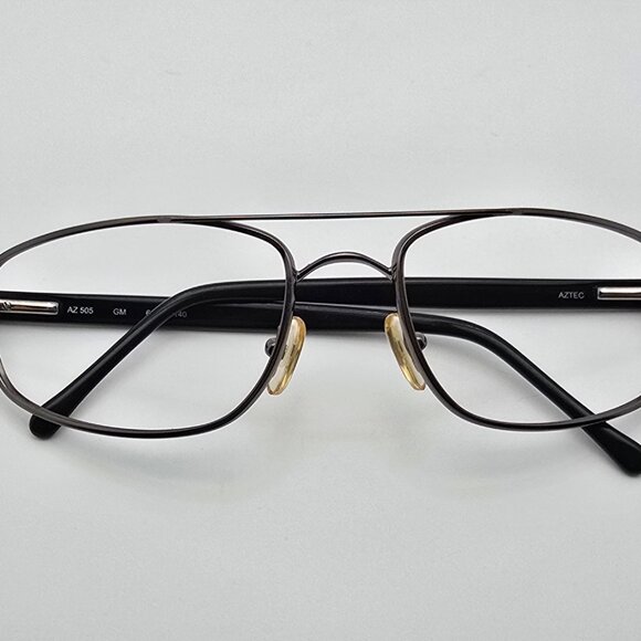 Aztec Collection AZ505 Gunmetal Gloss Black Aviator Eyeglasses Frame w Flexhinge - Picture 10 of 12